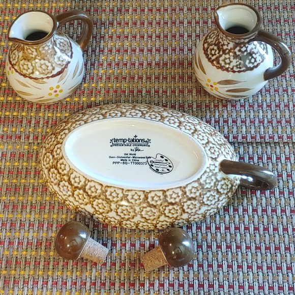 Temp-tations By Tara Ovenware Old World Brown 7-Piece Accessory Hand Painted - Picture 12 of 14